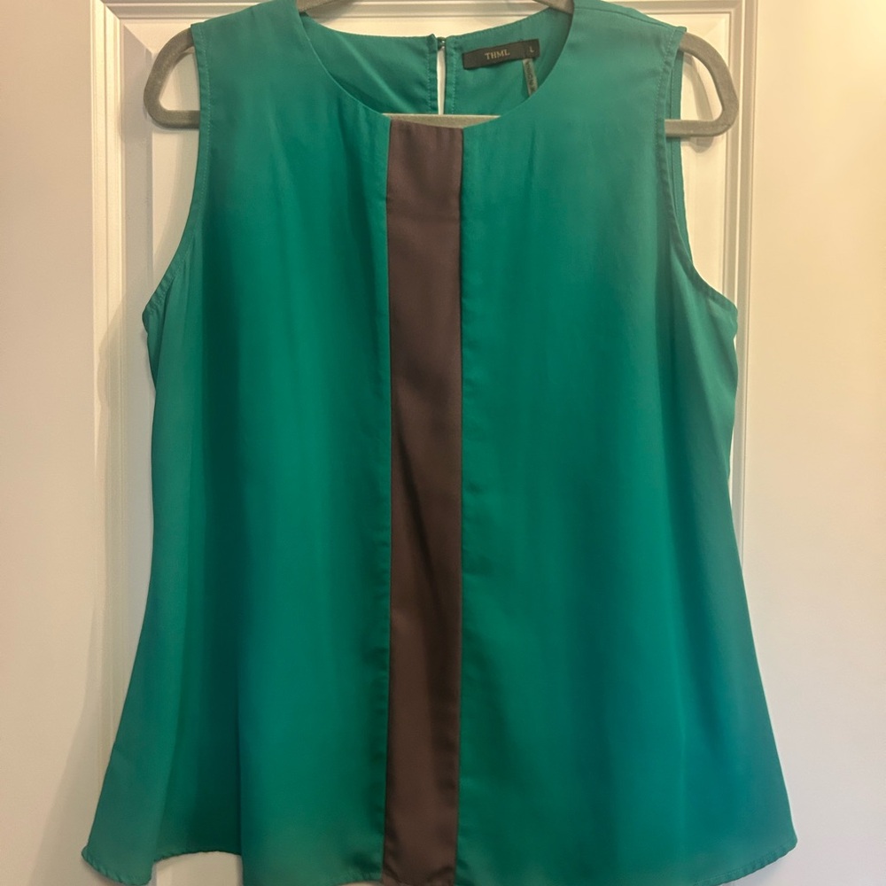 THML Teal Blouse with Brown Panel